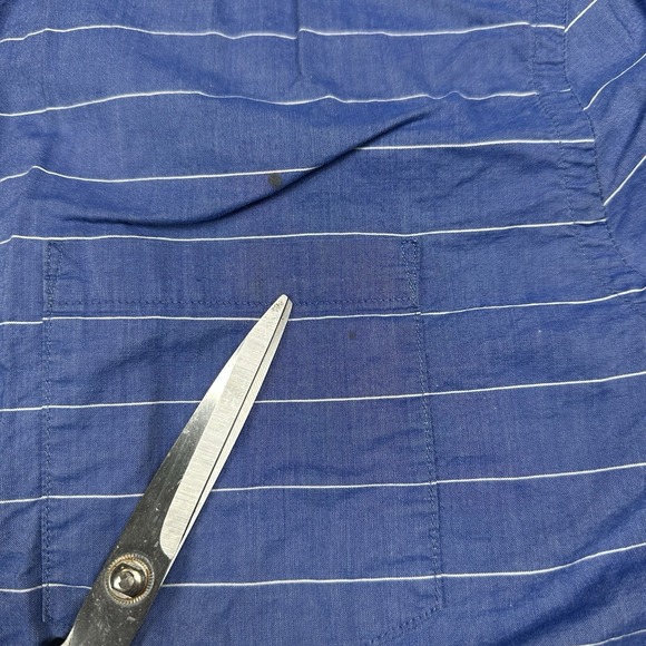 American Eagle Athletic Fit Long Sleeve Button Up Pocket Shirt Stripe Blue L - Picture 5 of 10